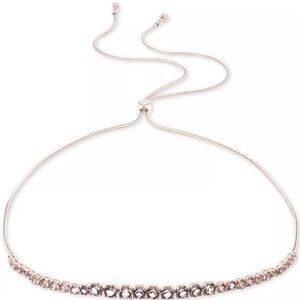 Givenchy Rose Gold Tone Crystal Slider Necklace